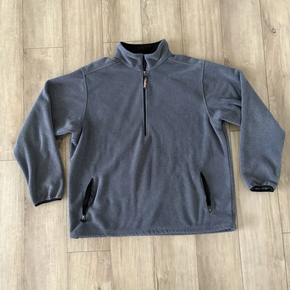 L.L. Bean Men's Fleece Pullover XL Light Gray Quarter Zip Sherpa Jacket